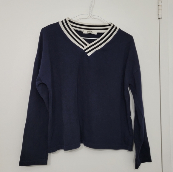 V-Neck Varsity Striped Sweater - Picture 1 of 4